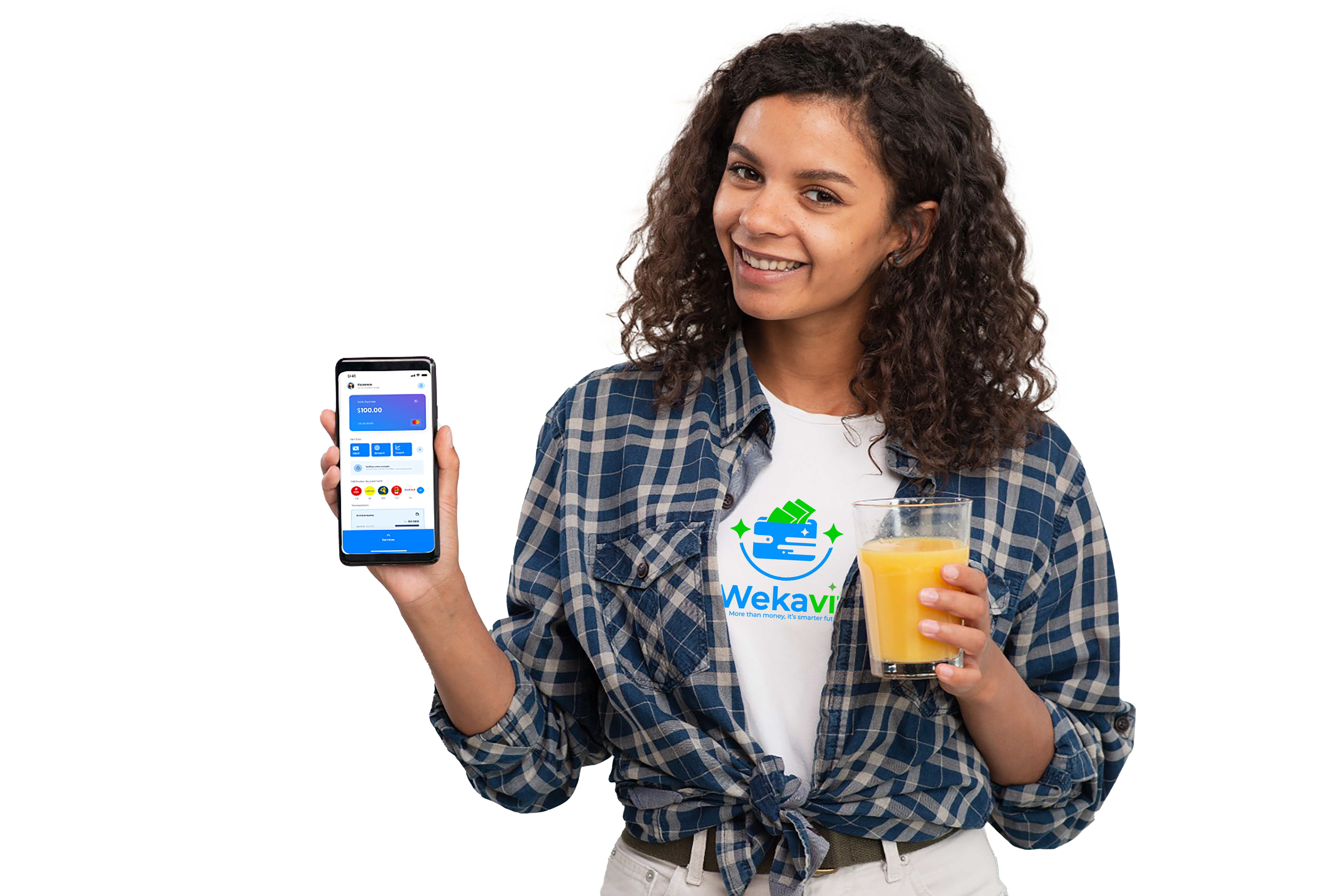 woman with a phone in the hand using wekavit